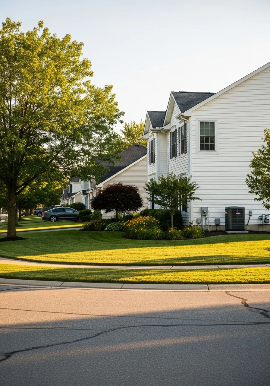 Perrysburg home exterior showing modern suburban design with attached garage and maintained landscaping.